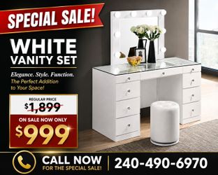 No credit needed special financing offer white vanity set