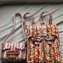 Art Handmade Purse Bag  And Backpack Made from Folded Chip Wrappers Zipper 🇲🇽