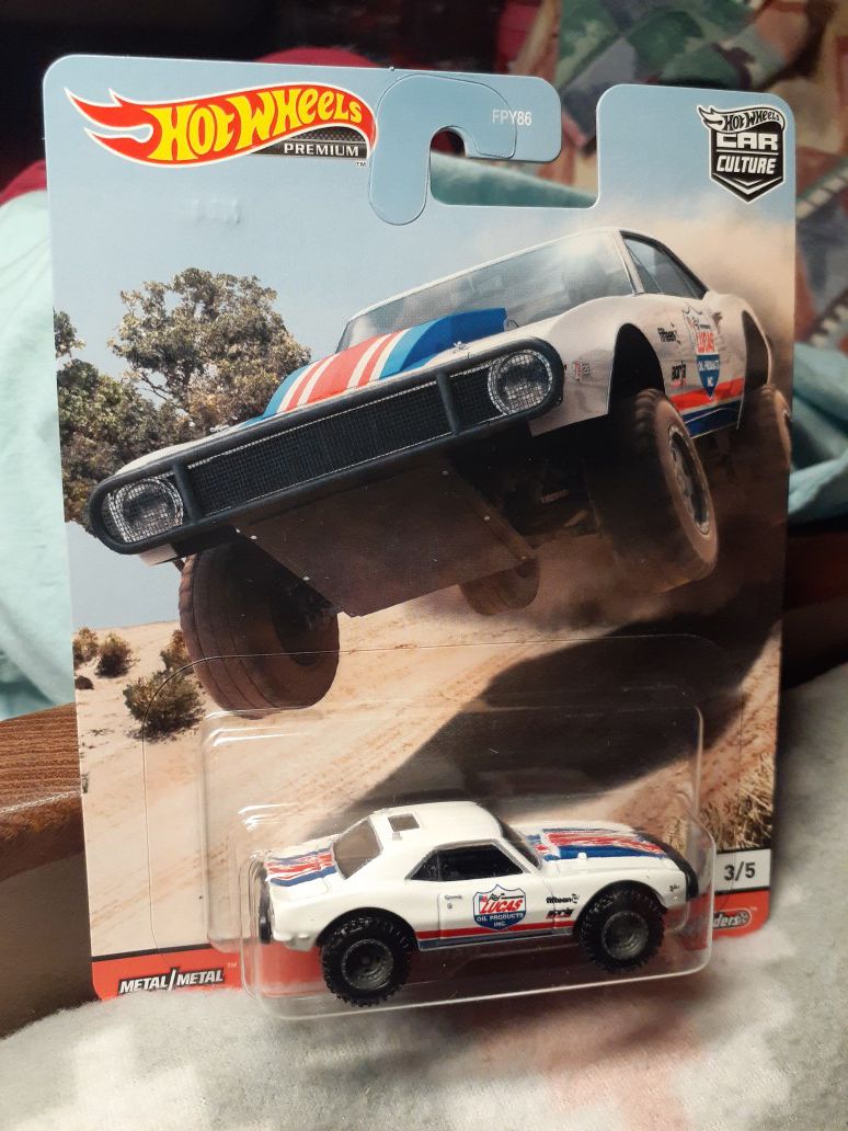 1967 OFF ROAD WHITE RED AND BLUE CAMARO HOTWHEEL