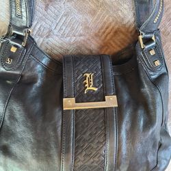 Rare L.A.M.B. Gwen Stefani Black Leather Shoulder Bag