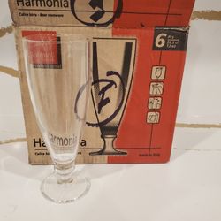 NEW Lot of 6 NEW NIB Bormioli Rocco Harmonia from Steelite International 13 oz. Footed Pilsner Glass Restaurant Bar Party Fiesta 