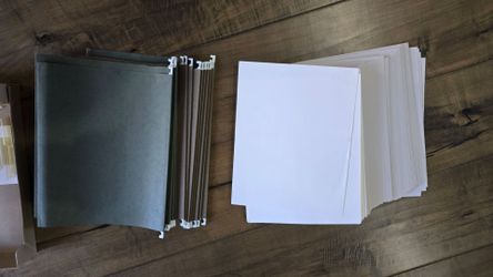 Hanging file folders and cardstock resume paper