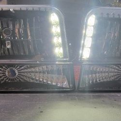 92-96 Ford F150 F250 F350 Bronco LED DRL Headlights Luces Micas Calaveras Faros Faroles Focos Headlamps 