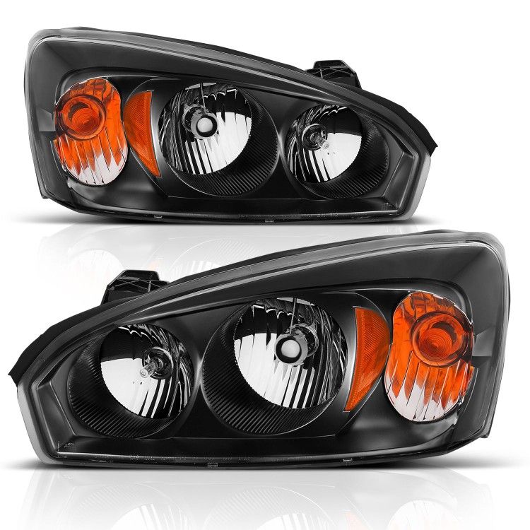 2004-2007 Chevy Malibu Factory Style Black Replacement Headlights Set - Passenger and Driver Side

