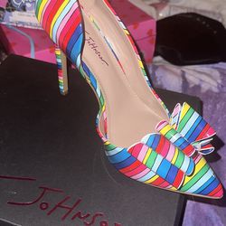 Betsey Johnson Multicolored Heels—size 9.5