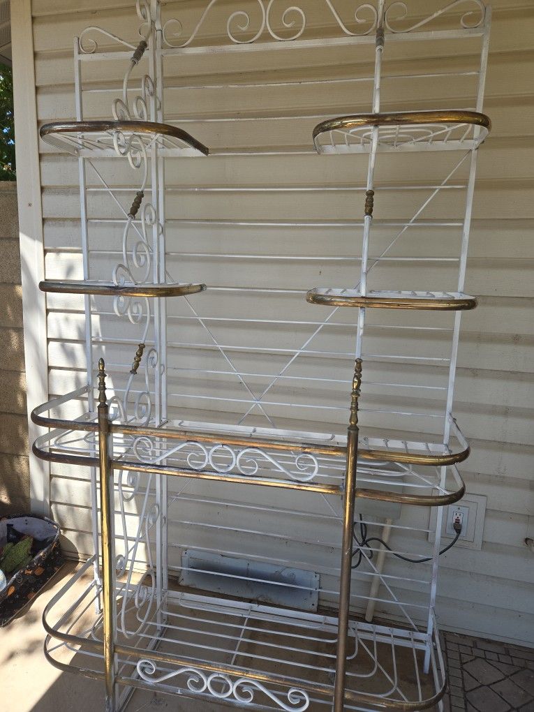 Brass And Wrought Iron Bakers Rack 