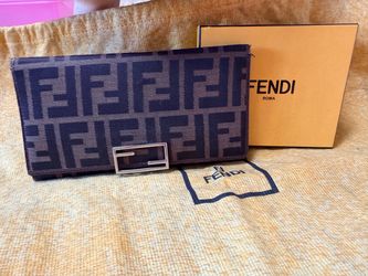 Vintage Fendi Zucca FF Monogram Continental Long Wallet Brown
