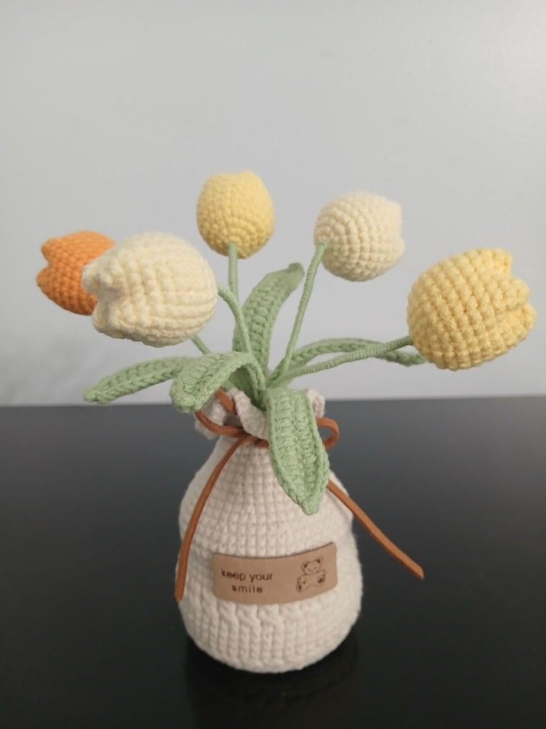 Handmade Crochet Tulip In Pot