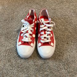 DISNEY MINNIE MOUSE WOMEN'S RED SNEAKERS SIZE 11 MINNIE MOUSE & WHITE POLKA DOTS