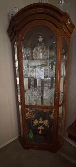 Wood and Glass Curio Display Cabinet