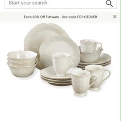 New Lenox French Perle White 16 Piece Set Dinnerware (Negotiable)