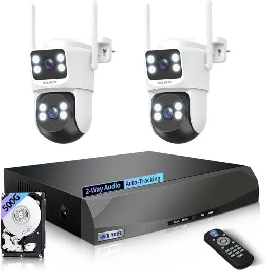 【2-Way Audio & Auto Tracking】 Security Cameras Wireless Outdoor, Wireless Cameras for Home Security, Home Video Security Cameras System，Surveillance D