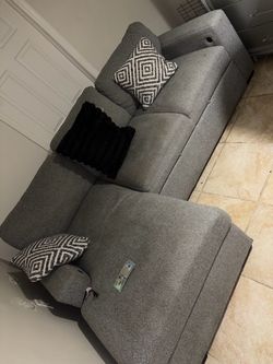 Gray Fabric L-Shaped Sectional Sofa