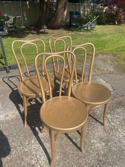 Set of 4 Gold Bentwood Style dining Chairs