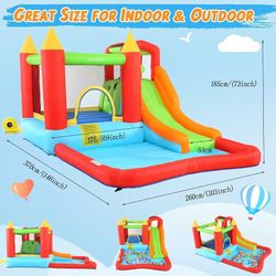 🥨AKEYDIY Bounce House, Inflatable Bouncy House for Big Kids 3-10, Outdoor & Indoor Bounce House with Slide - Jump House with Basketball Hoop, Large B