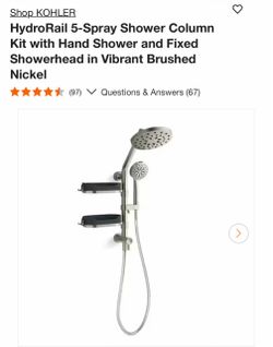 Shop KOHLER HydroRail 5-Spray Shower Column Kit with Hand Shower and Fixed Showerhead in Vibrant Brushed Nickel