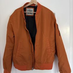 🧥 Levi’s Orange Bomber Jacket – Size Large