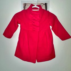 Baby Gap red pea coat little girl 18-24m