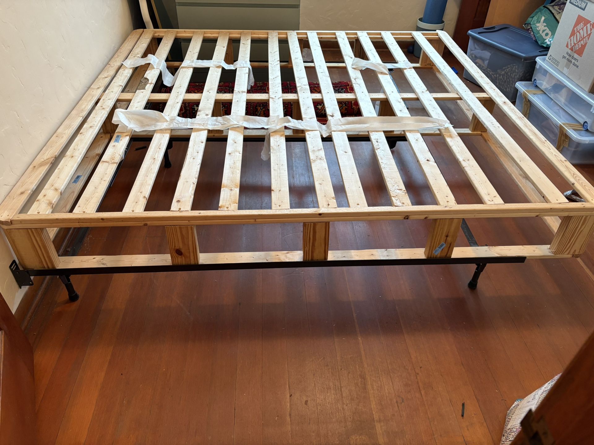 Ghost Bed King Mattress - No Stains - With Wooden Bed Platform And Adjustable Metal Frame