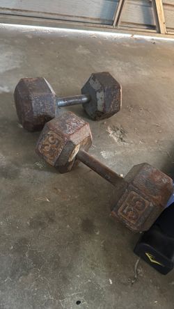 2 55lb dumbbells