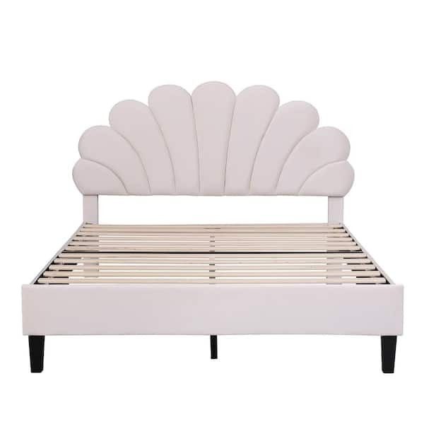 New🧡 Queen Size Upholstered Platform Bed Frame No Box Spring Needed In The Box Seal...