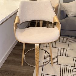 Modern Counter Height Bar Stools (Set of 3) – Wood & Fabric