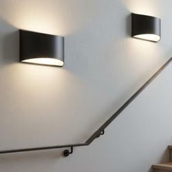 Modern Black Wall Sconces (2-Pack) – Up & Down Indoor Lighting for Hallway / Bedroom 