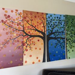 Board Mural On Fabric With 1X2 Wood Frame 