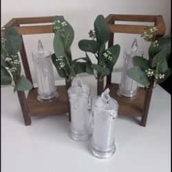 Rustic Wooden Candle Lanterns & Flameless Candles 4 Piece
