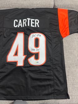 Barrett Carter Signed Autograph Custom Jersey GTSM Coa Sticker-Cincinnati Bengal