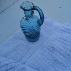 Vintage Hand Blown Aqua Glass Cruet/Decanter