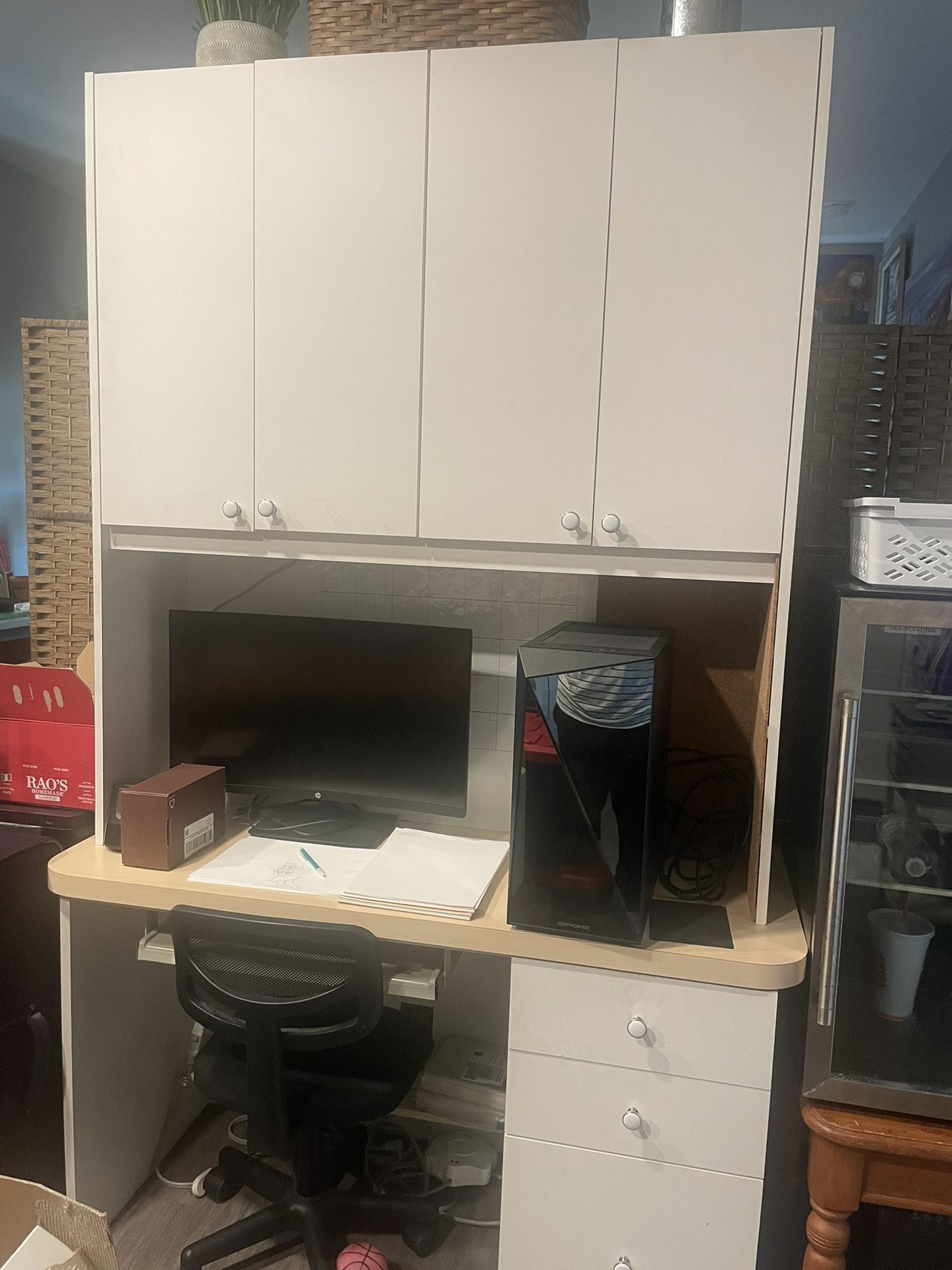 Desk With Top Cabinets/shelves