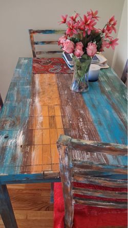 Colorful table with chairs