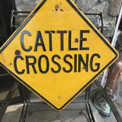 Vintage Cattle Crossing Embossed Sign 