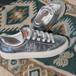 New Tory Burch Silver Sneakers 7.5