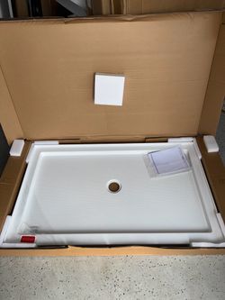 54”X32” Shower Base Pan Stand Up Center Drain in White bath bathroom