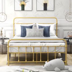 Metal platform bed Yellow Full Platform Bed