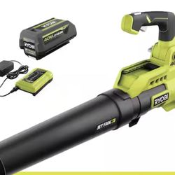 RYOBI 40V 110 MPH 525 CFM Cordless Battery Variable-Speed Jet Fan Leaf Blower with 4.0 Ah Battery and Charger