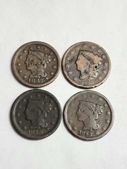 Lot of (4) Antique Large Cent Coins