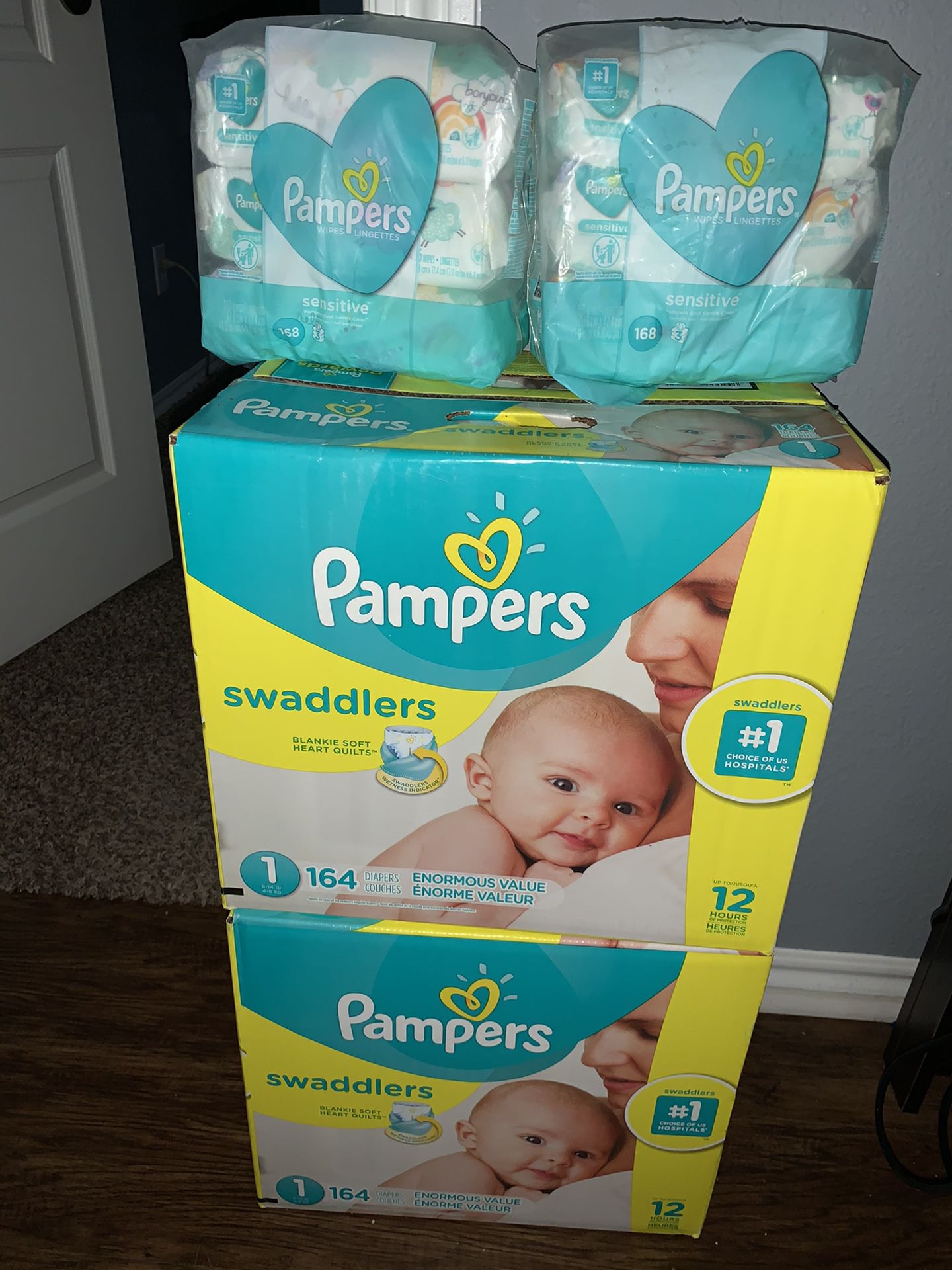 Pampers diapers and Pampers wipes