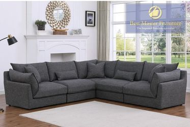 Sectional Sofa 5 pc Grey fabric, New Especial price 