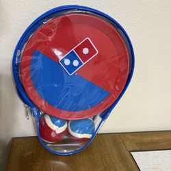 Nostalgic Rare Domino's Promotion Pizza Paddle Ball Catch Set w/ Carrying Case
