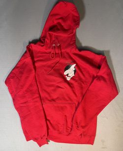Call Me 917 Fin Man Big Back Graphic Pullover Hoodie Red Medium M Alex Olson