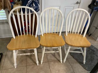 3 wooden chairs