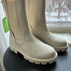 Sam Edelman Ivory Leather Boots-Size 6.5