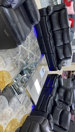 Sofa and Loveseat bastrop-black-leather-gel-double-reclining-living-room-set-8230