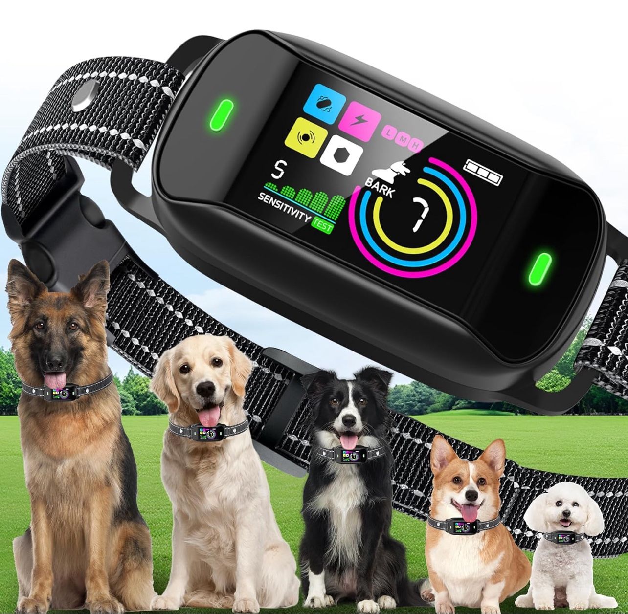 Smart Dog Bark Collar, Anti Barking Training Collar with 4 Training Modes, 5 Adjustable Sensitivity Levels, Waterproof and Magnetic Charging, Smart Ba