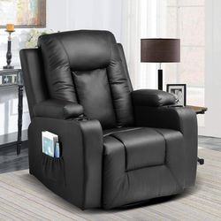 New in box COMHOMA Leather Recliner Chair Rocker Heated Massage Ergonomic Lounge 360 Degree Swivel