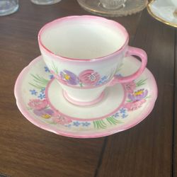 Herend Village Pottery Trellis Pattern Hand Painted Floral Pink Blue Green Yellow 1(contact info removed)