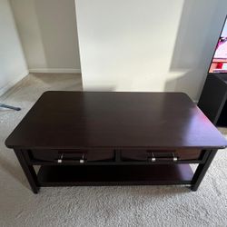 Table With Rolling Wheels  With 2 Drawers 